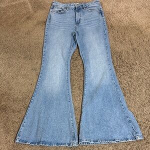 Women's Light Blue High Rise Flare Jeans size 27 Boho Festival Hippie Casual